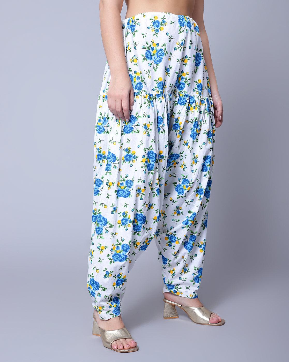 Pure Cotton Blue Printed Women Salwar
