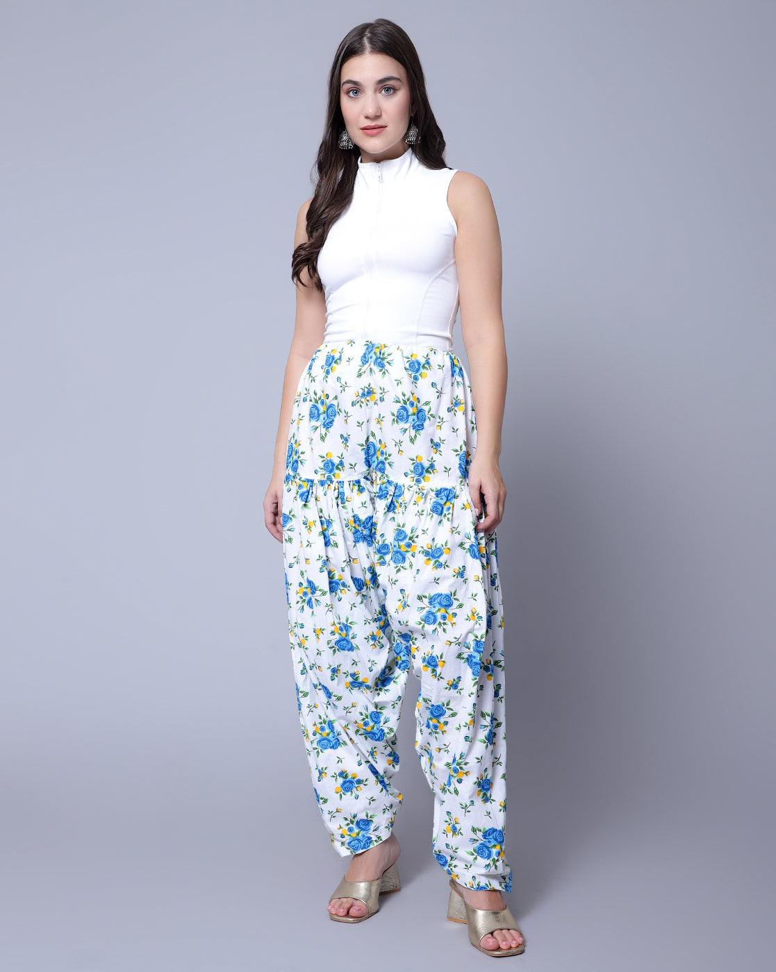 Pure Cotton Blue Printed Women Salwar