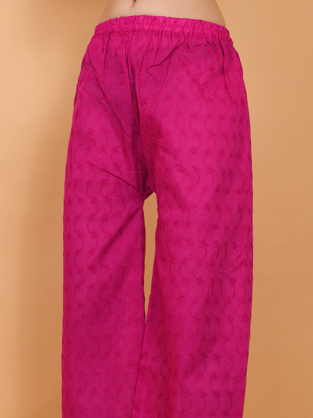 Singhania Woman's Cotton Full Chiken Palazzo Pink