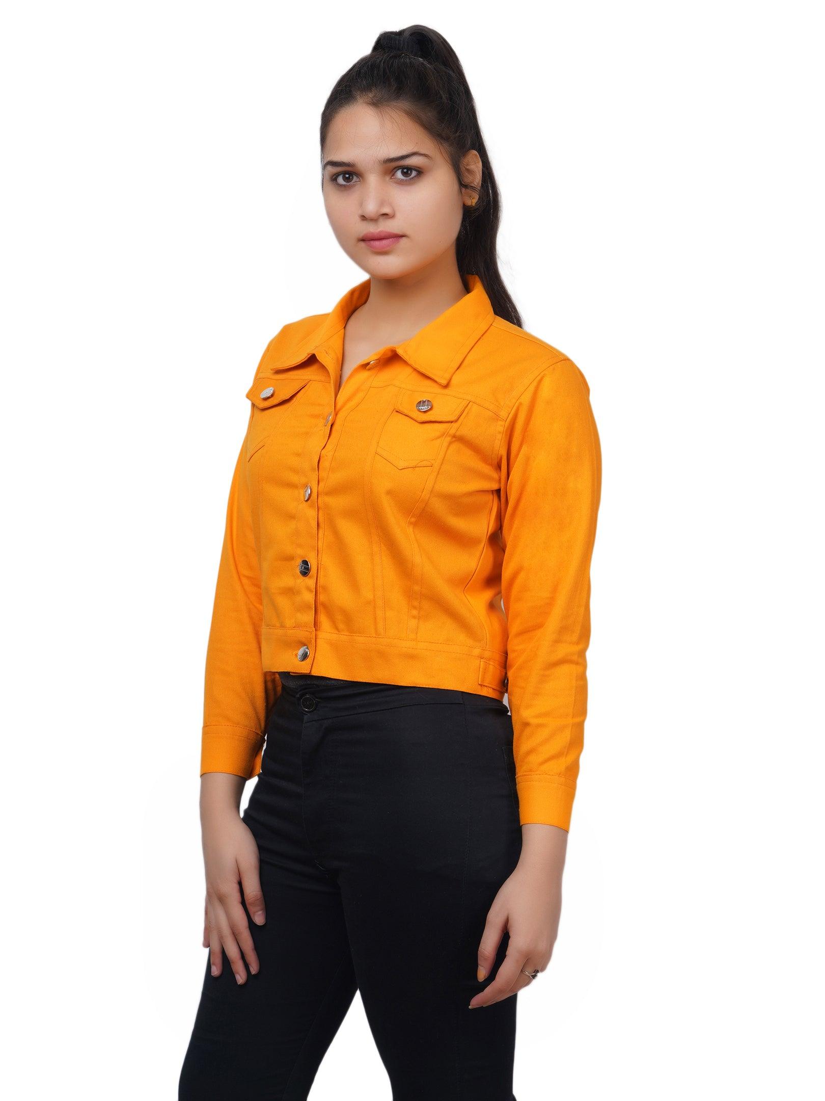 Full Sleeve Blue And Yellow Solid Women Jacket