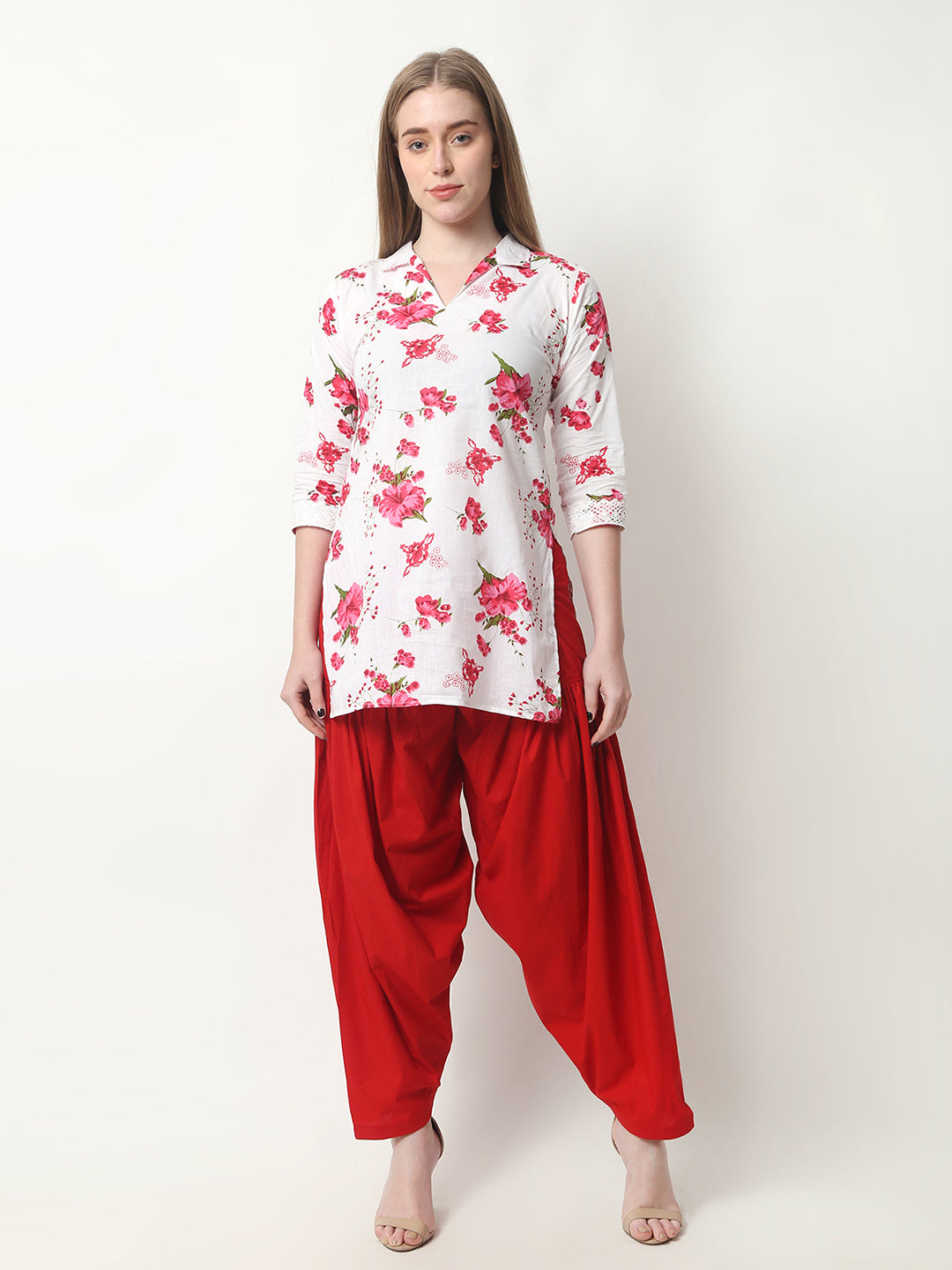 Women Printed Yellow Kurta and Salwar Set Pure Cotton