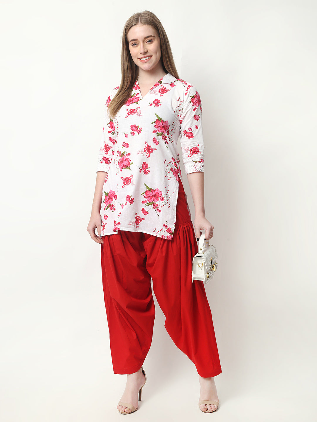 Women Printed Yellow Kurta and Salwar Set Pure Cotton XXXL