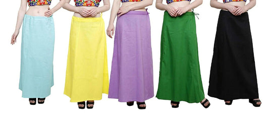 Singhania Clothing woman's Elegant Look Ethnic Wear Cotton Petticoat Multi (Pack of 5)-USA Default Title