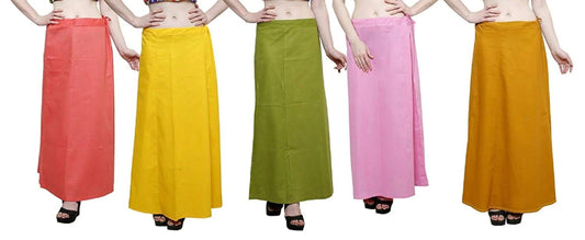 Singhania Clothing woman's Elegant Look Ethnic Wear Cotton Petticoat Multi (Pack of 5)-USA Default Title