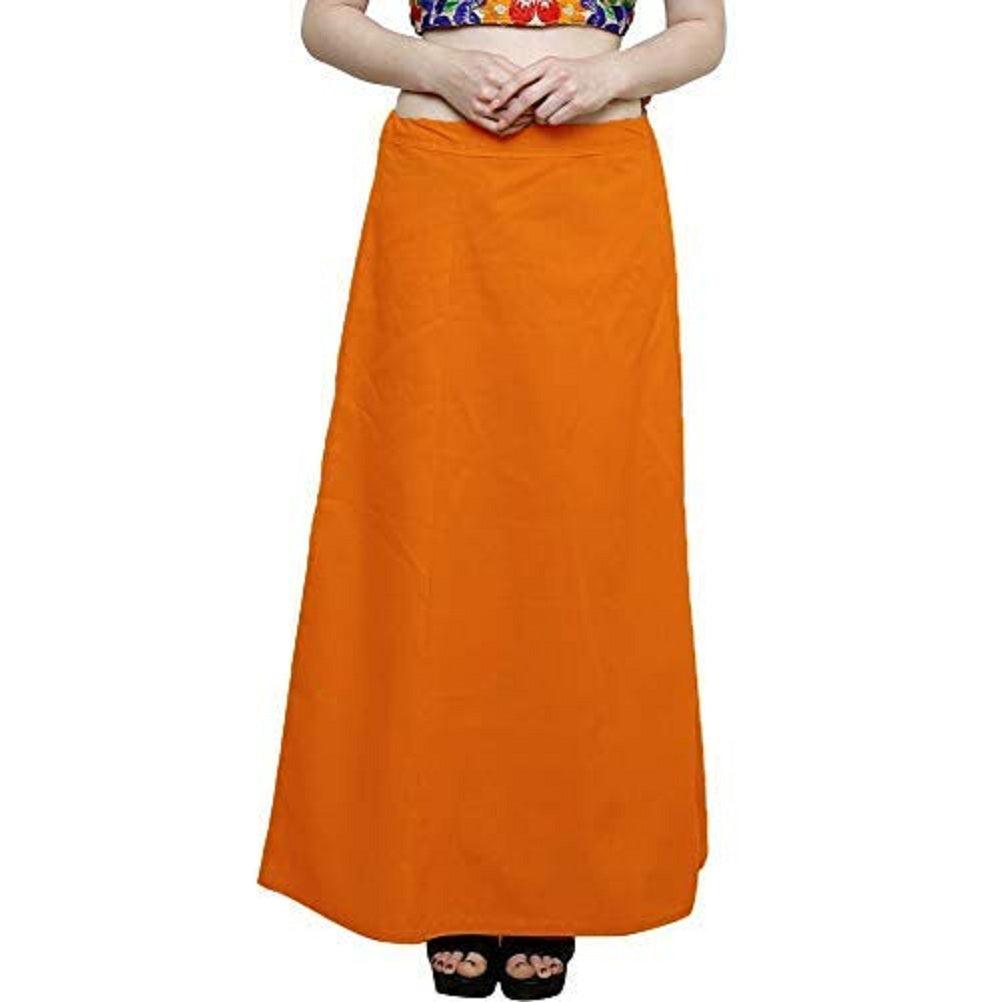 Clothing woman's Elegant Look Ethnic Wear Cotton Petticoat Orange Pack of 1 Default Title