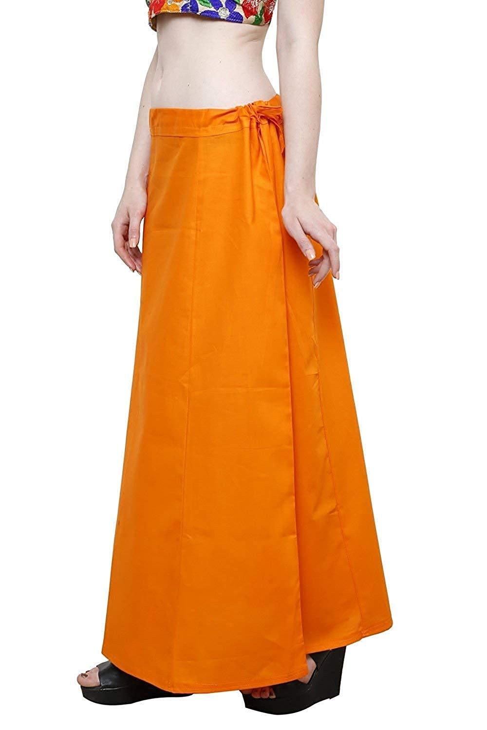 Clothing woman's Elegant Look Ethnic Wear Cotton Petticoat Orange Pack of 1