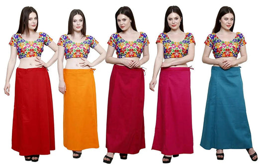Singhania Clothing woman's Elegant Look Ethnic Wear Cotton Petticoat Multi (Pack of 5)-USA Default Title