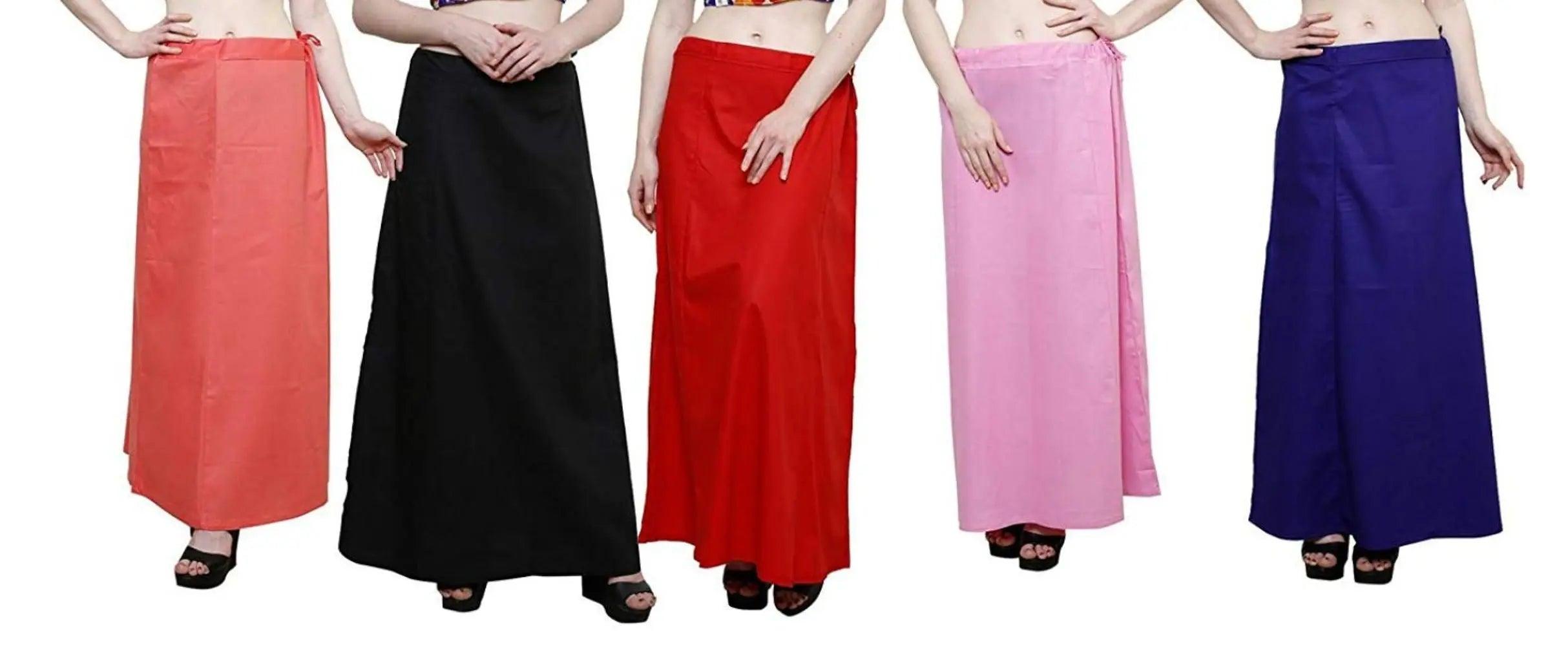 Clothing woman's Elegant Look Ethnic Wear Cotton Petticoat Multi (Pack of 5)