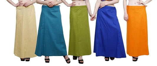 Singhania Clothing woman's Elegant Look Ethnic Wear Cotton Petticoat Multi (Pack of 5)-USA Default Title