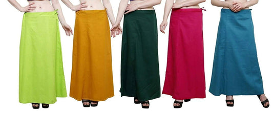 Singhania Clothing woman's Elegant Look Ethnic Wear Cotton Petticoat Multi (Pack of 5)-USA Default Title