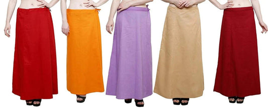 Singhania Clothing woman's Elegant Look Ethnic Wear Cotton Petticoat Multi (Pack of 5)-USA Default Title