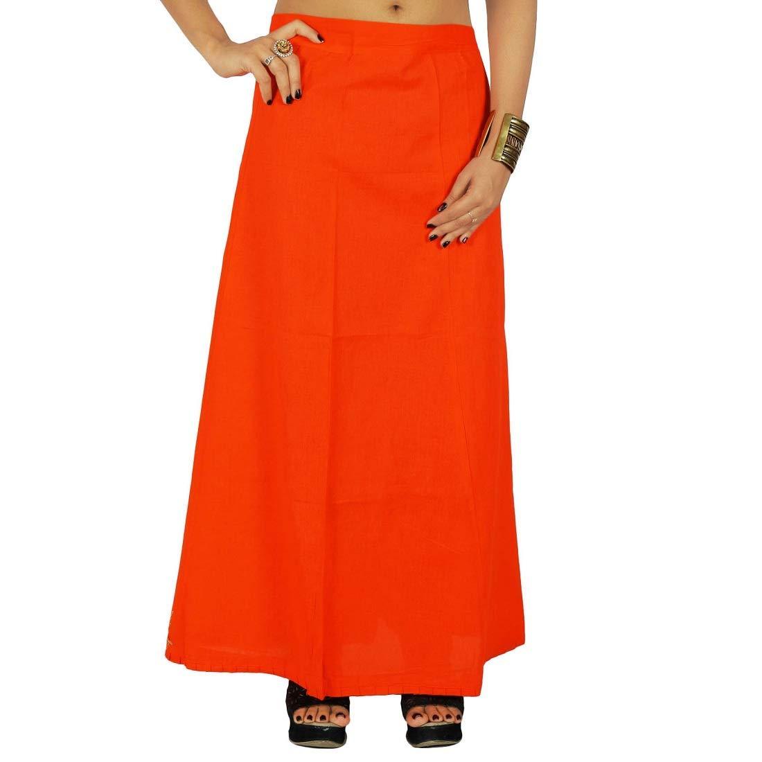 Clothing woman's Elegant Look Ethnic Wear Cotton Petticoat Orange Pack of 1 Default Title