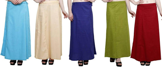 Singhania Clothing woman's Elegant Look Ethnic Wear Cotton Petticoat Multi (Pack of 5)-USA Default Title