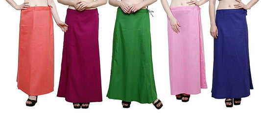 Singhania Clothing woman's Elegant Look Ethnic Wear Cotton Petticoat Multi (Pack of 5)-USA Default Title