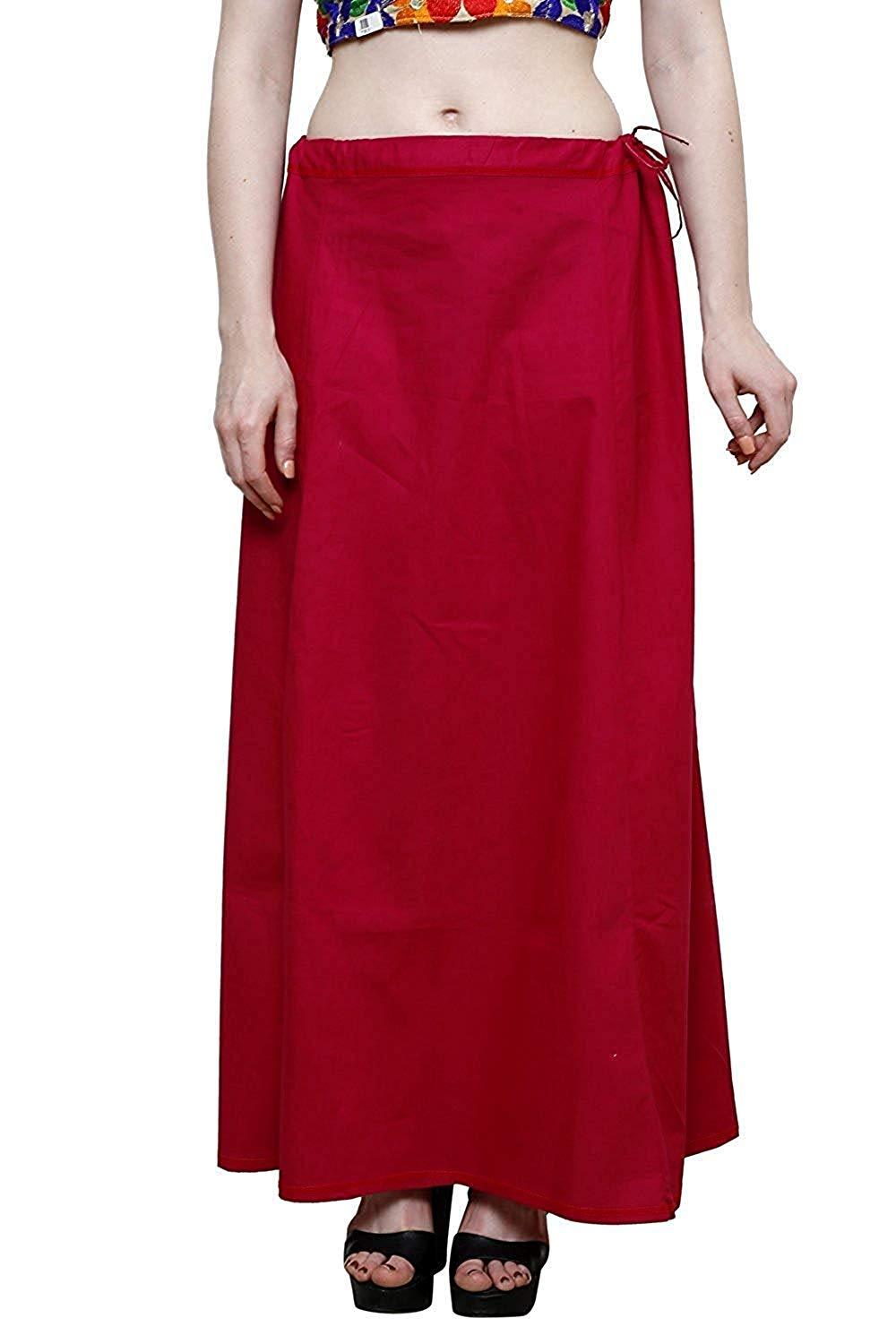 Clothing woman's Elegant Look Ethnic Wear Cotton Petticoat Dark Red Pack of 1 Default Title