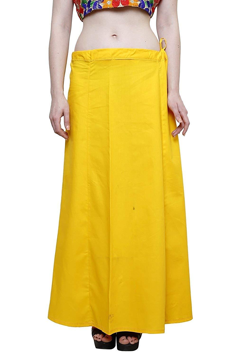 Clothing woman's Elegant Look Ethnic Wear Cotton Petticoat Yellow Pack of 1 Default Title