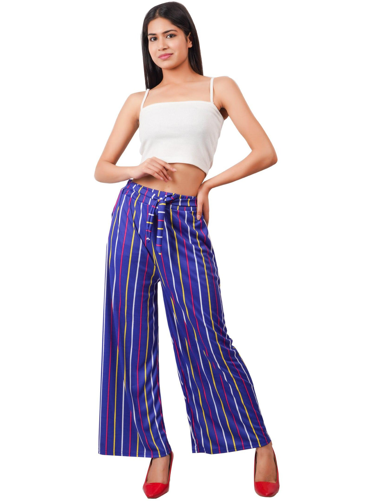 Woman's Rayon Stripe Blue Palazzo Default Title