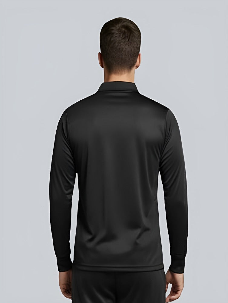 TYKA Prima Men Black Sports Polo T-Shirt | Quick Dry Activewear with Contrast Piping
