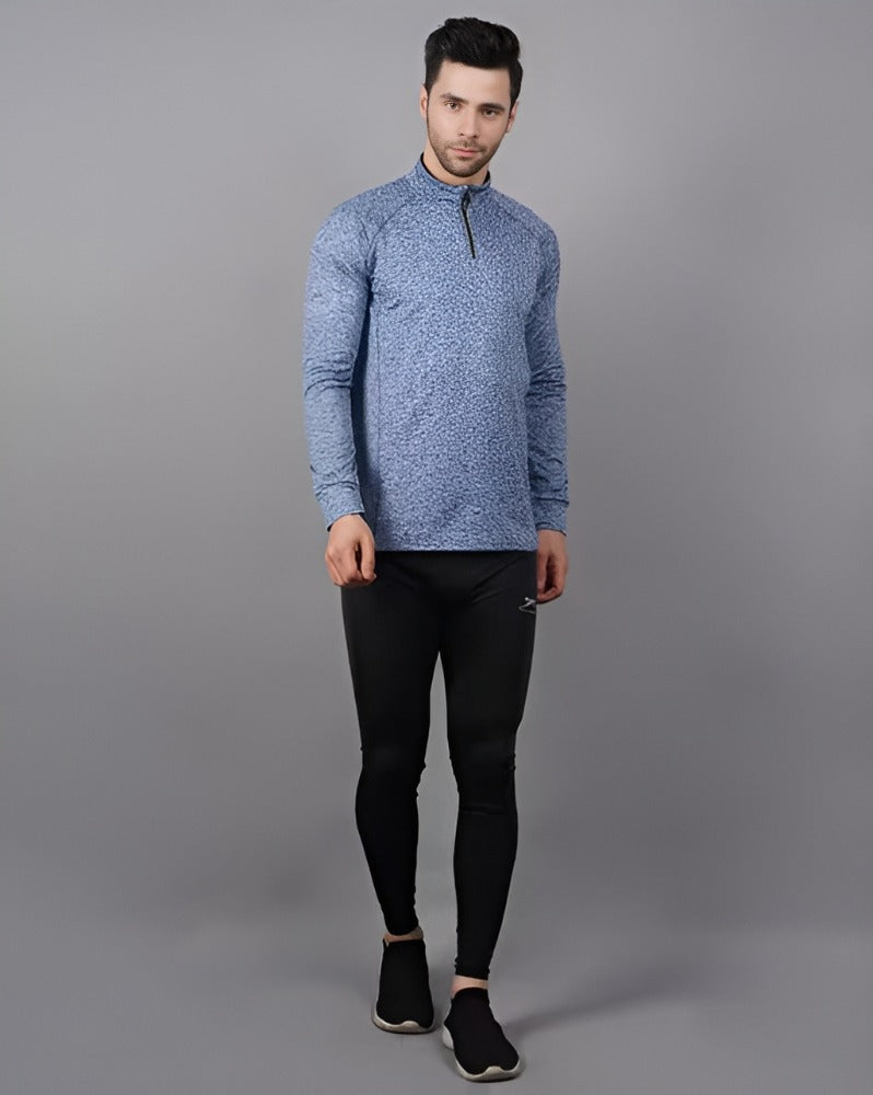 Shiv Naresh Men Regular Fit High-Neck SNHA-1035-Blue T-Shirt