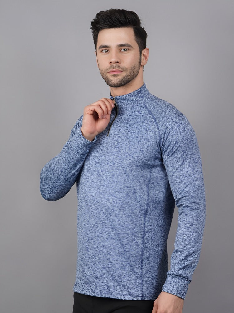 Shiv Naresh Men Regular Fit High-Neck SNHA-1035-Blue T-Shirt