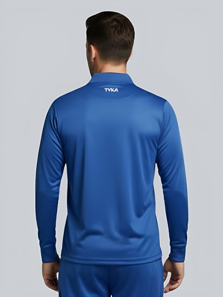 TYKA Prima Men Blue Sports Polo T-Shirt | Quick Dry Activewear with Contrast Piping