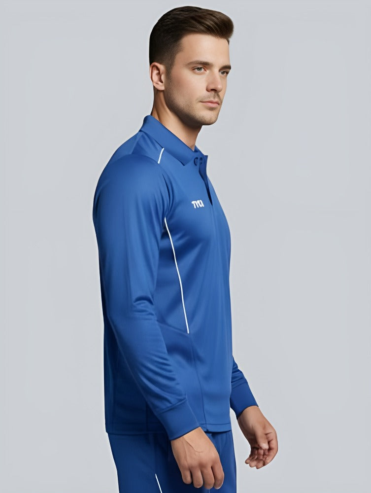 TYKA Prima Men Blue Sports Polo T-Shirt | Quick Dry Activewear with Contrast Piping