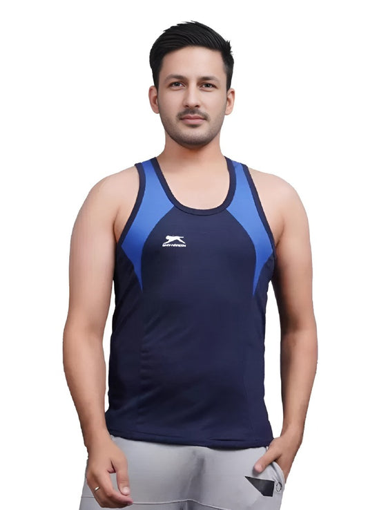 SHIV-NARESH Solid Men Cotton Blue Blend Vest