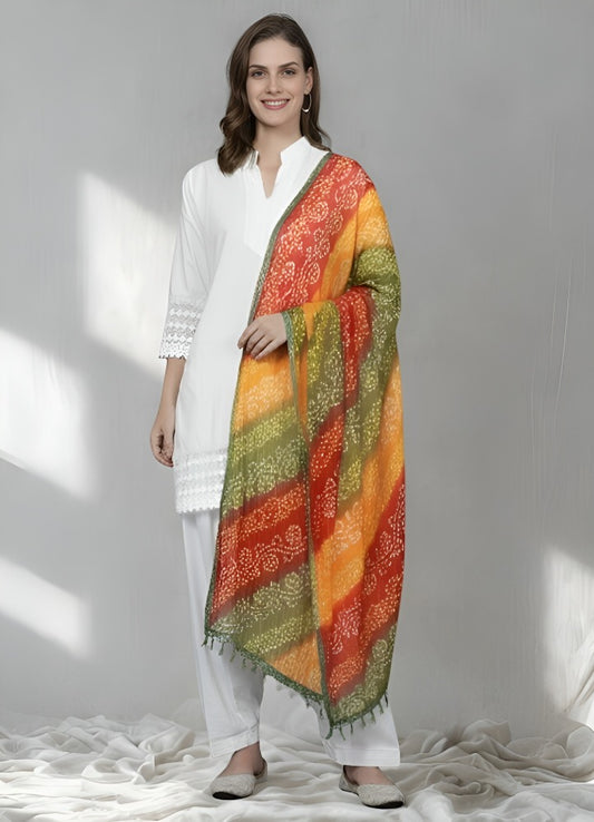 Color Palette: A vibrant "Panchrangi" style featuring Mustard Yellow, Deep Red, Olive Green, and Orange.