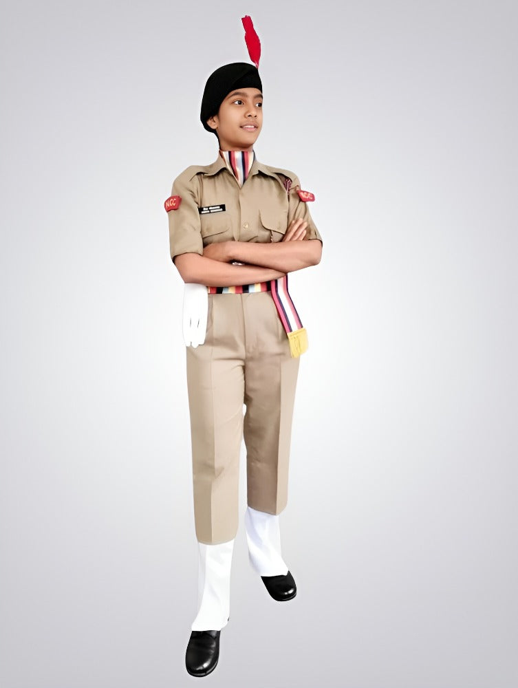 Complete NCC Uniform Set for Cadets (Khaki Shirt, Pant & Ceremonial Accessories Kit) Beige