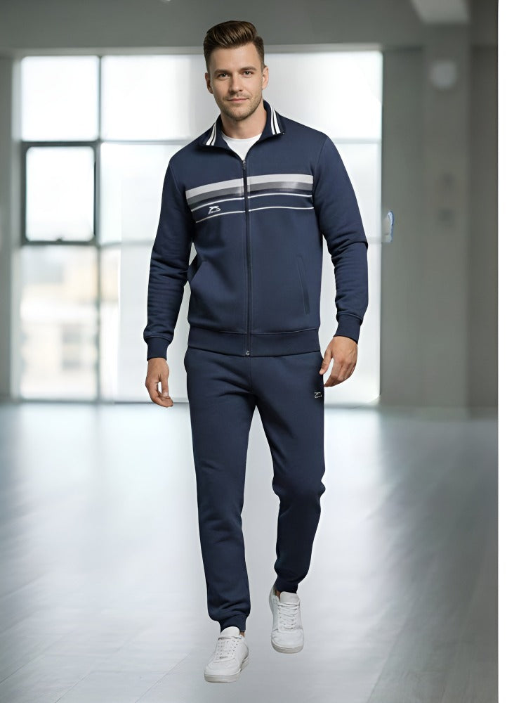 Shiv Naresh Men’s Premium Winter Woollen Tracksuit | Navy Blue Full-Zip Fleece Sports Jacket & Jogger Set | Warm Athletic Winter Wear
