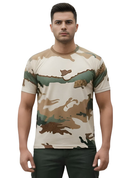 ITBP Original Camouflage Fabric T-Shirt , Durable & Breathable Army Wear Half Sleeves