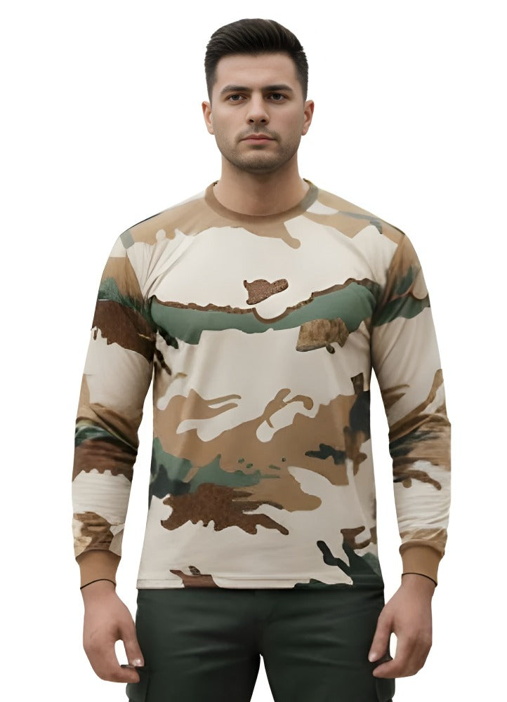 ITBP Original Camouflage Fabric T-Shirt , Durable & Breathable Army Wear Full Sleeves