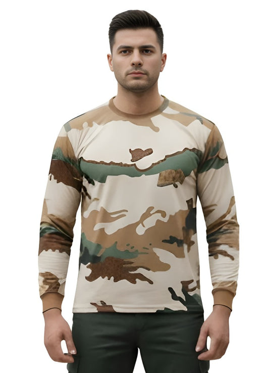 ITBP Original Camouflage Fabric T-Shirt , Durable & Breathable Army Wear Full Sleeves