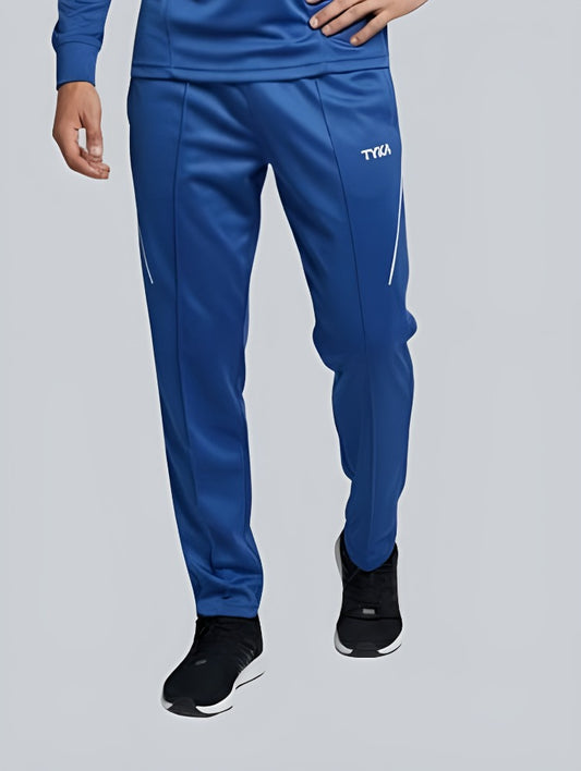 Tyka Men’s Blue Sports Track Pants | Slim Fit Running |Cricket |Training Joggers | Quick Dry Activewear
