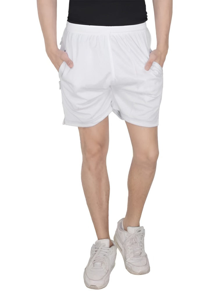 Solid Men White Basic Shorts
