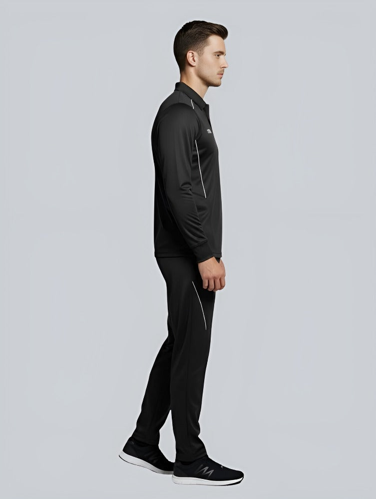 TYKA Prima Men’s Cricket Training Set | Solid Sports T-Shirt & Track Pant Combo | Quick Dry, Lightweight (Black)