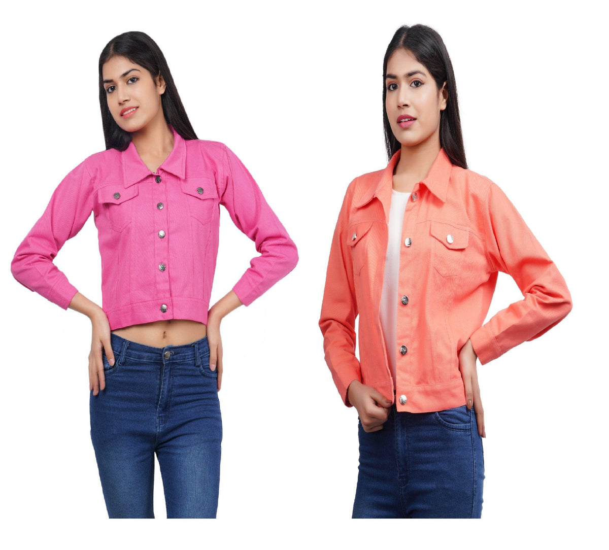 Full Sleeve Pink And Peach Solid Women Jacket XXXL