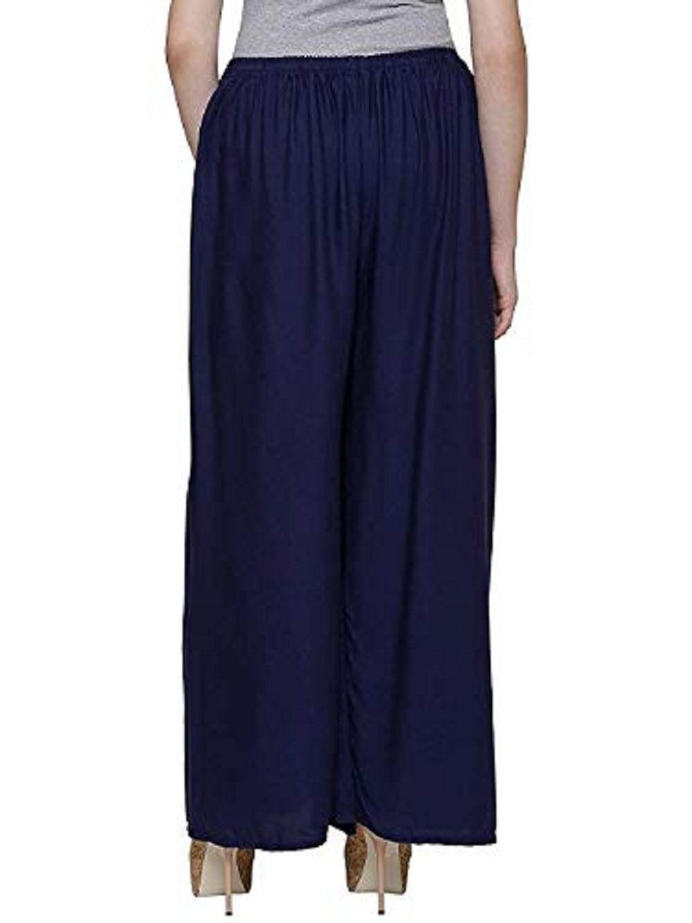 Woman's Rayon Navy And Maroon Plain Palazzo