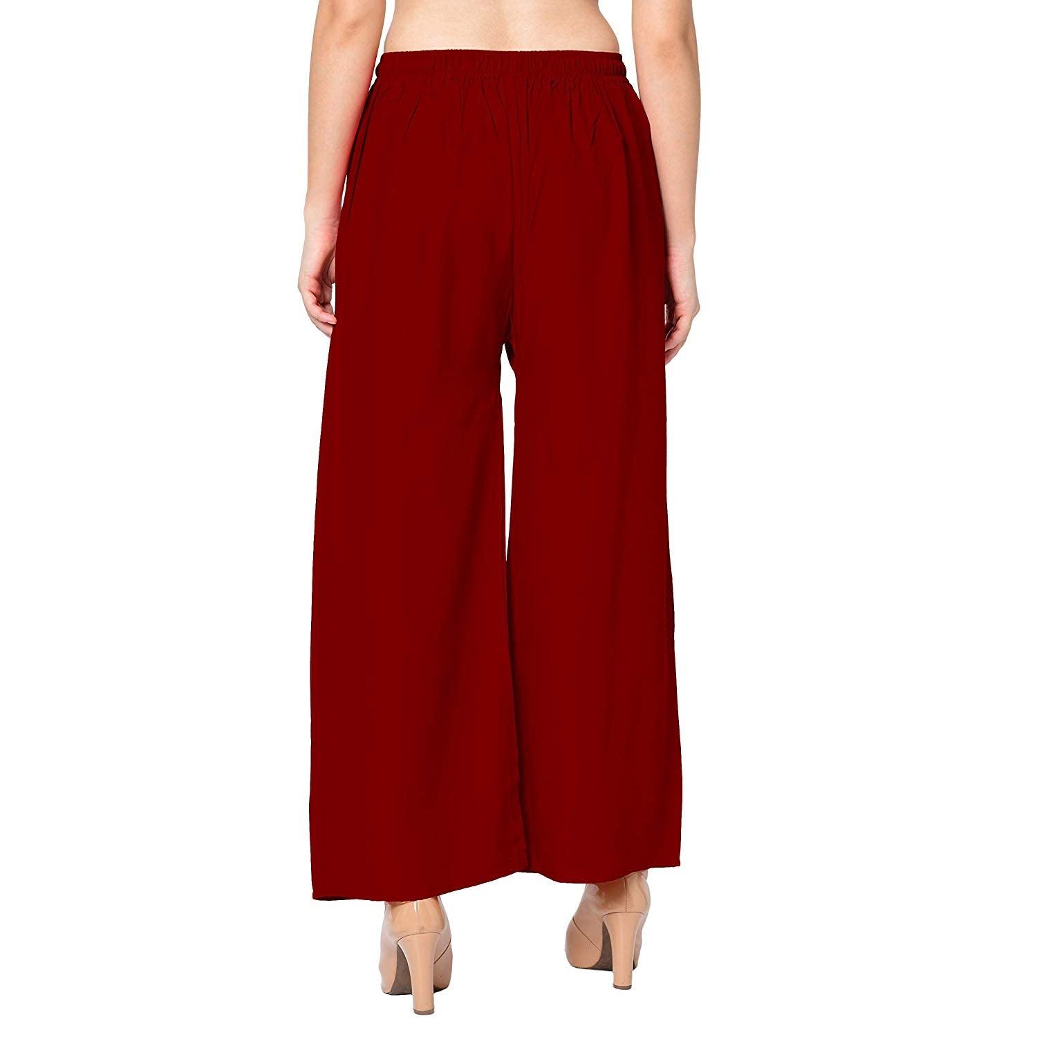 Woman's Rayon Navy And Maroon Plain Palazzo