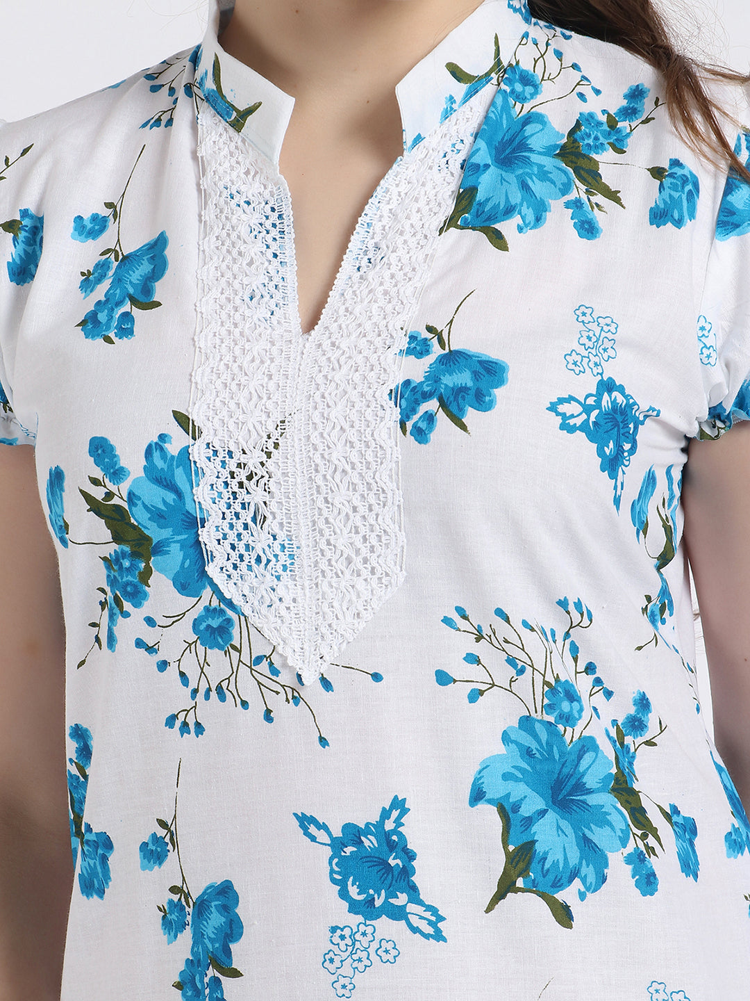 Women Printed Blue Kurta and Salwar Set Pure Cotton