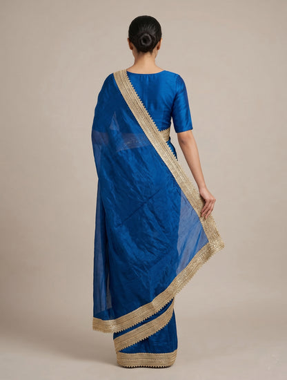 Elegant Navy Blue Silk Saree with Designer Lace Border for Women | Party Wear & Festive Saree