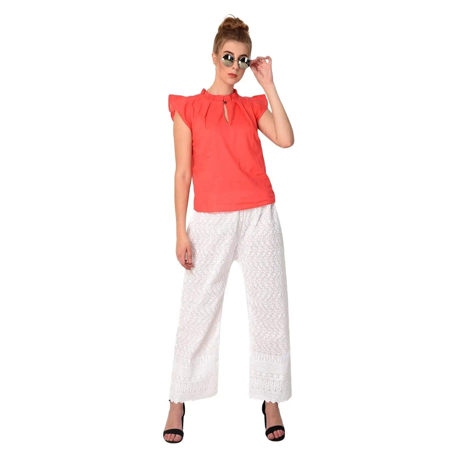 Woman's Cotton Chiken Plazzo White Default Title