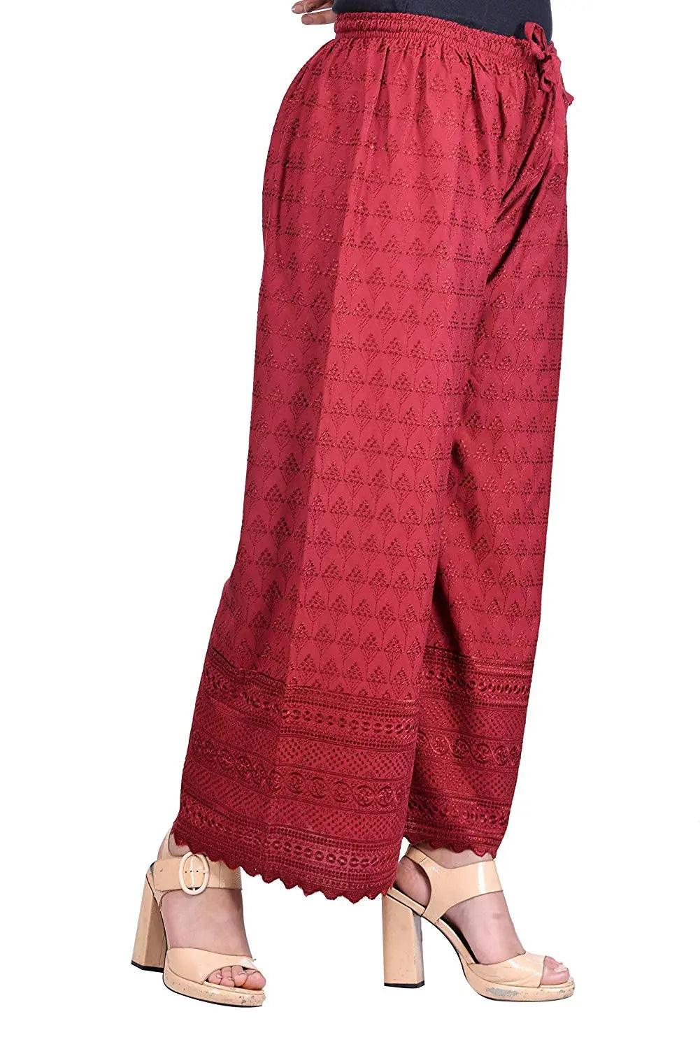 Woman's Cotton Chiken Plazzo Maroon