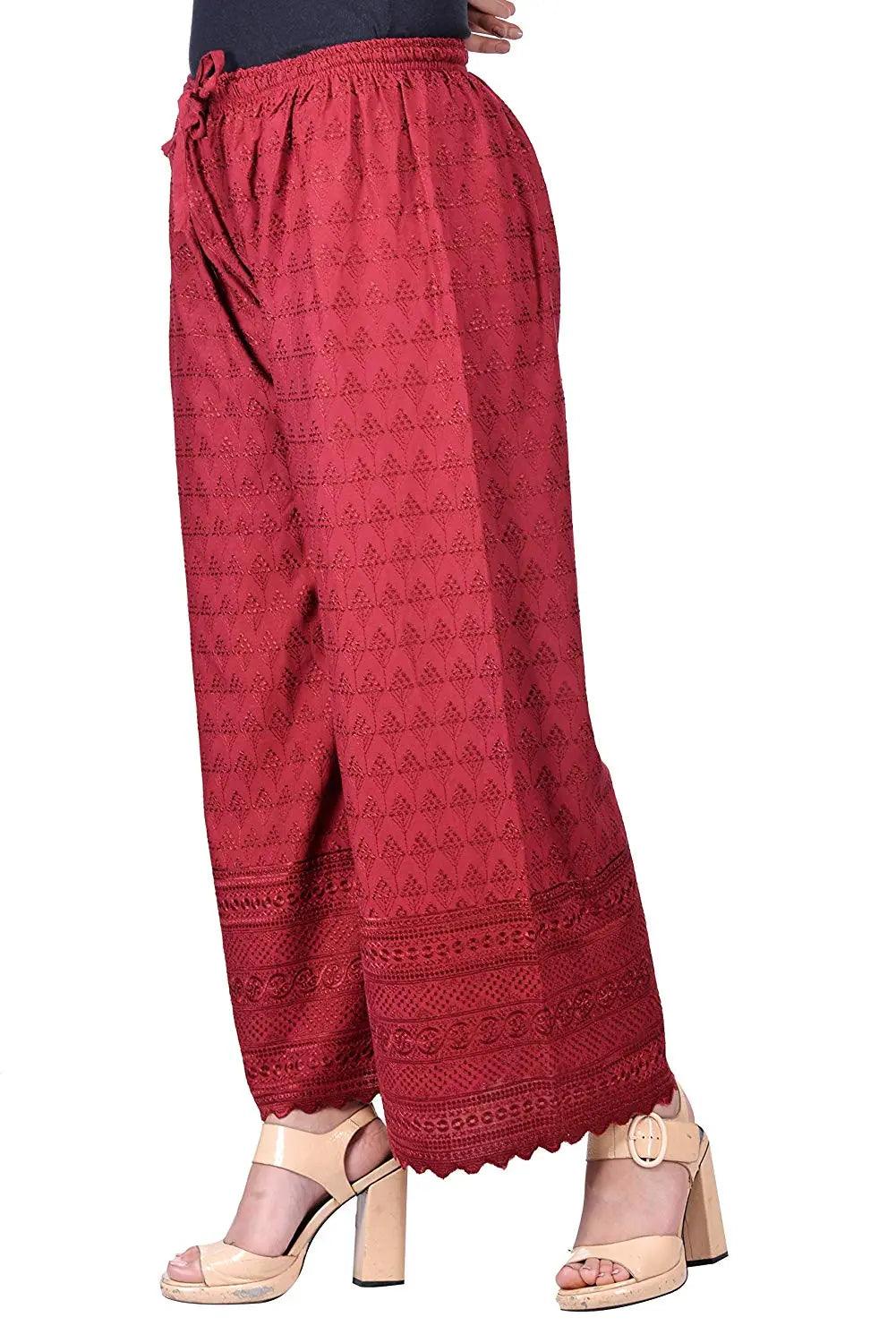 Woman's Cotton Chiken Plazzo Maroon