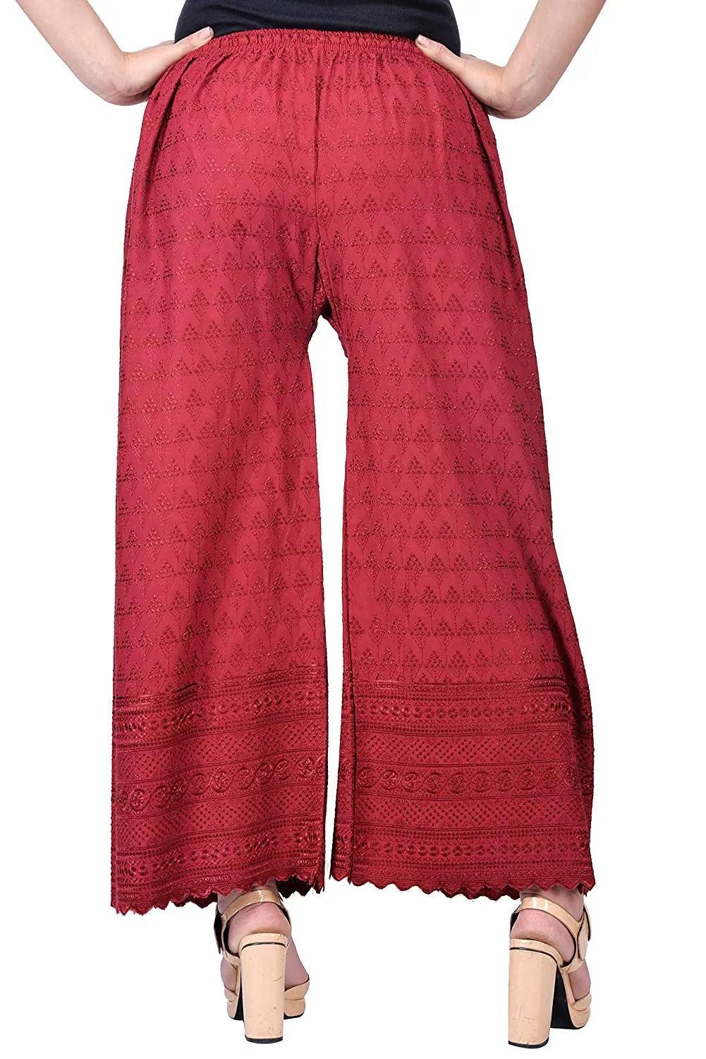 Woman's Cotton Chiken Plazzo Maroon
