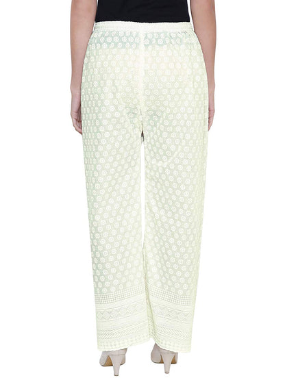 Singhania Woman's Cotton Chiken Plazzo Cream