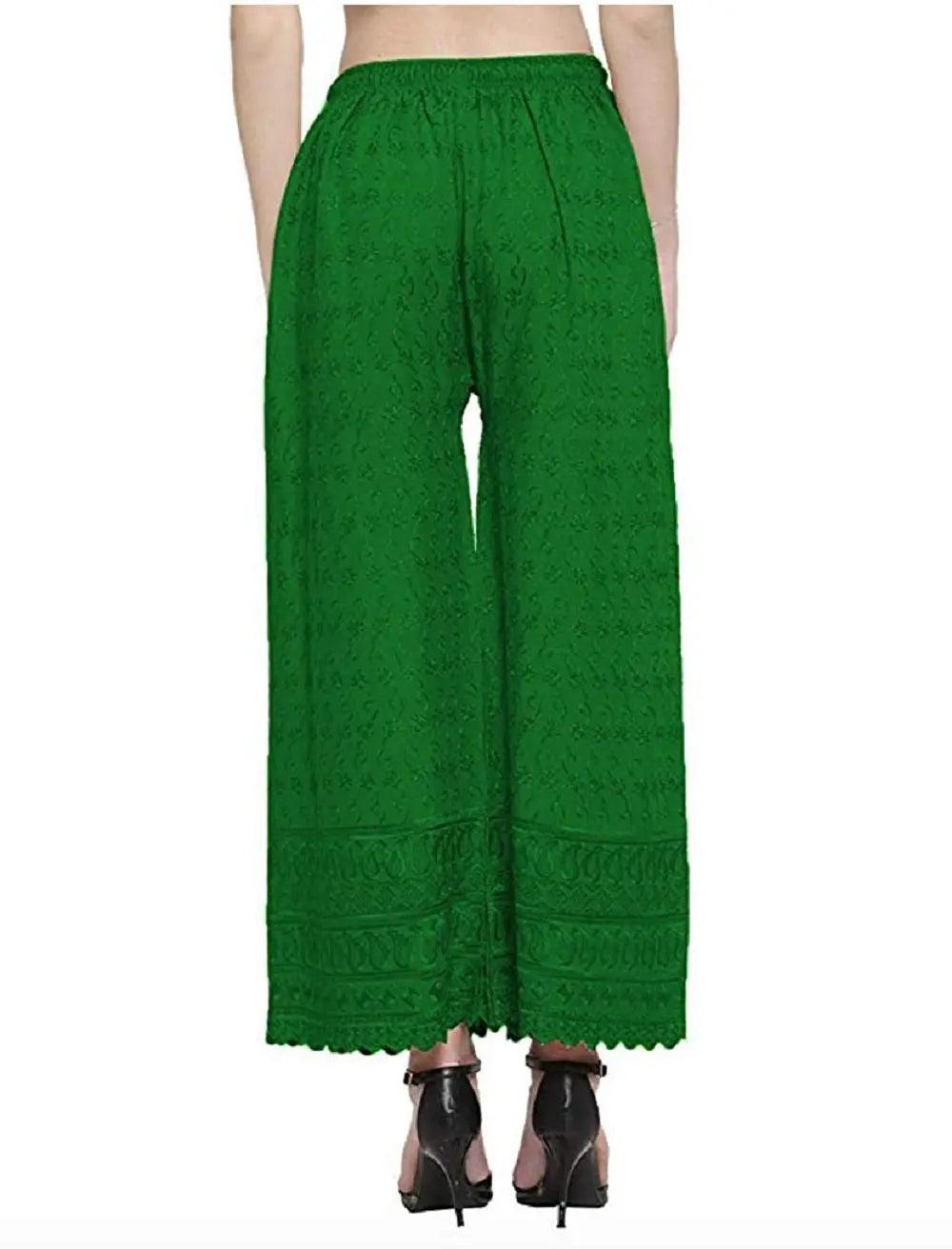 Woman's Cotton Chiken Plazzo Green