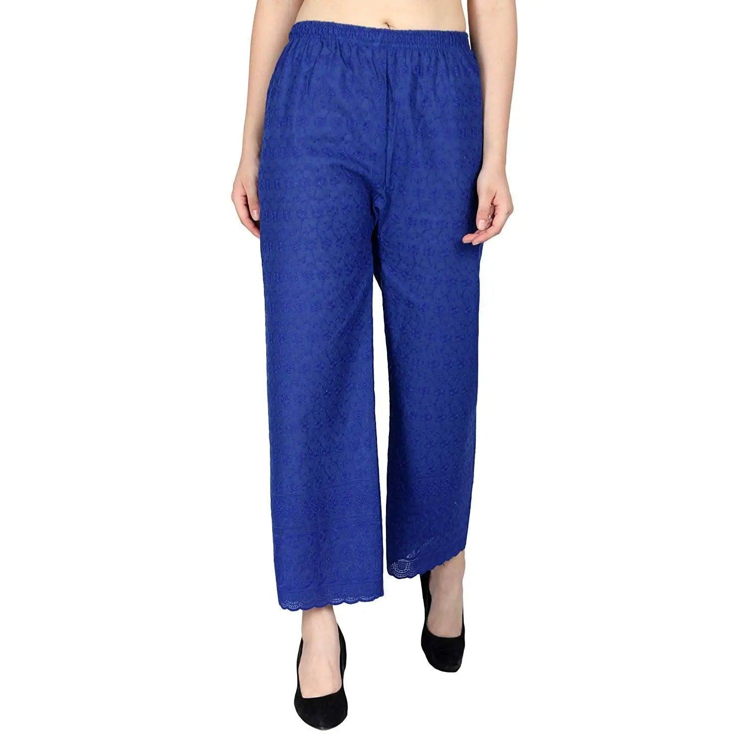 Woman's Cotton Chiken Plazzo Blue Default Title