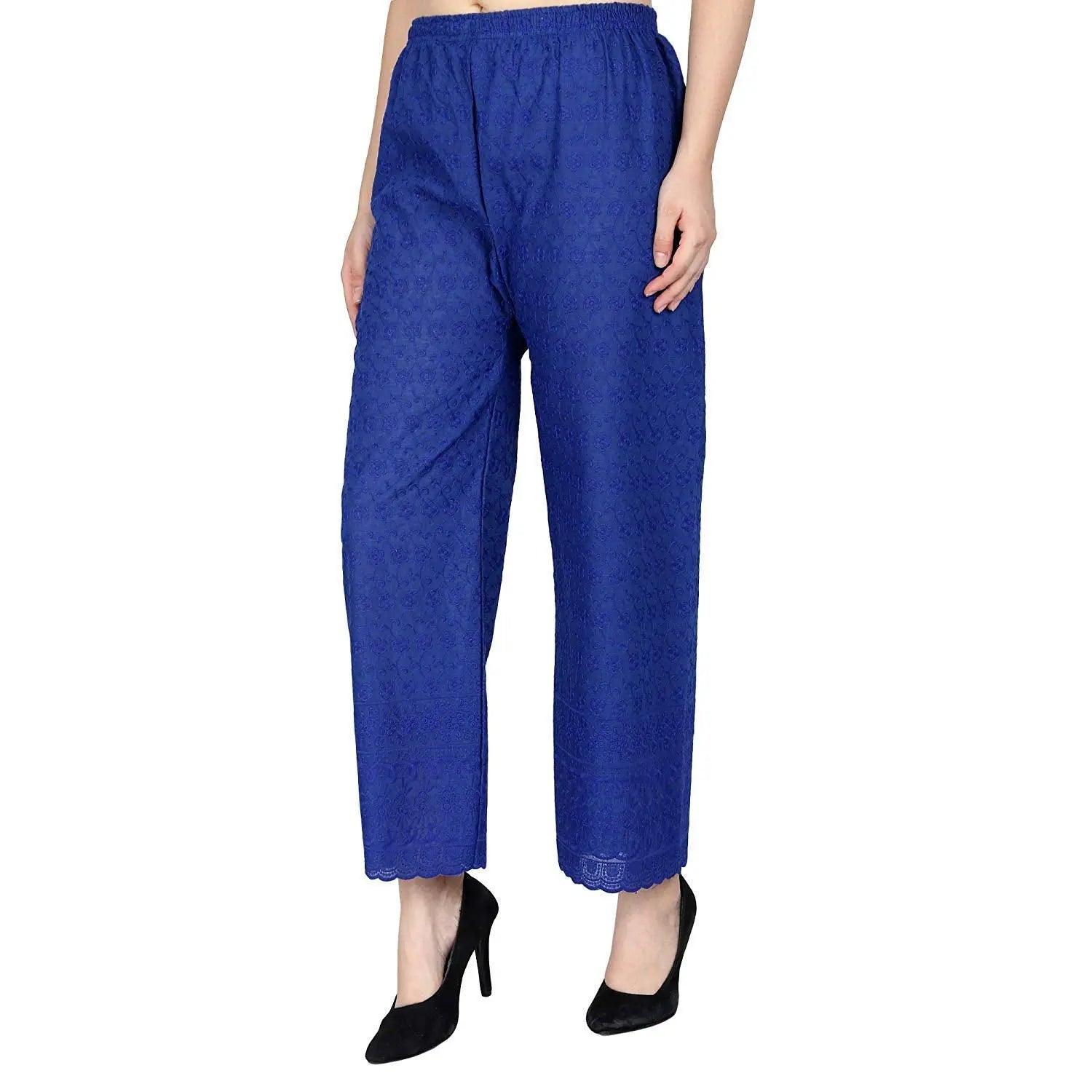 Woman's Cotton Chiken Plazzo Blue