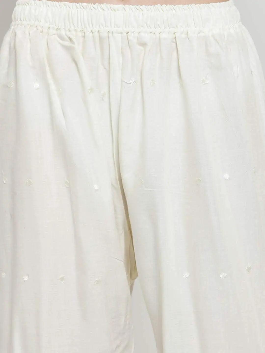 Woman's Off White Reyon Chiken Embroidery Plazzo